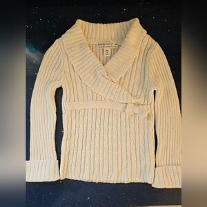The Children's Place Cream Cable-Knit Wrap Cardigan with Bow Sz 4/5